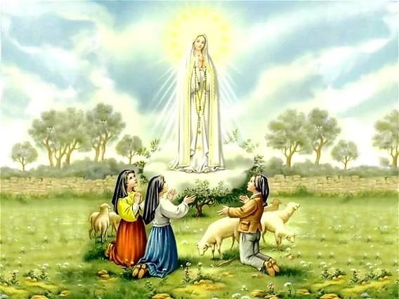 Nossa Senhora de Fátima e os três pastorinhos